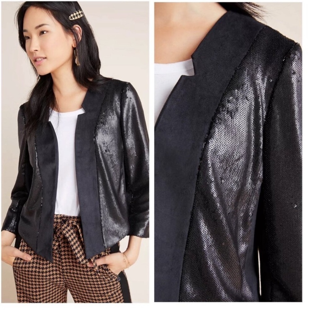 Anthropologie Shonda Norrie Sequin-Embellished Suede Jacket